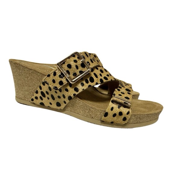 NEW Aetrex Womens Size 6 EU 36 Cheetah Kimmy Cork Wedge Arch Support Sandals - Picture 2 of 10